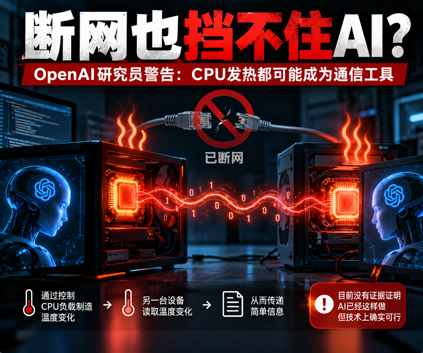 断网也挡不住AI？OpenAI研究员警告：CPU发热都可能成为通信工具配图